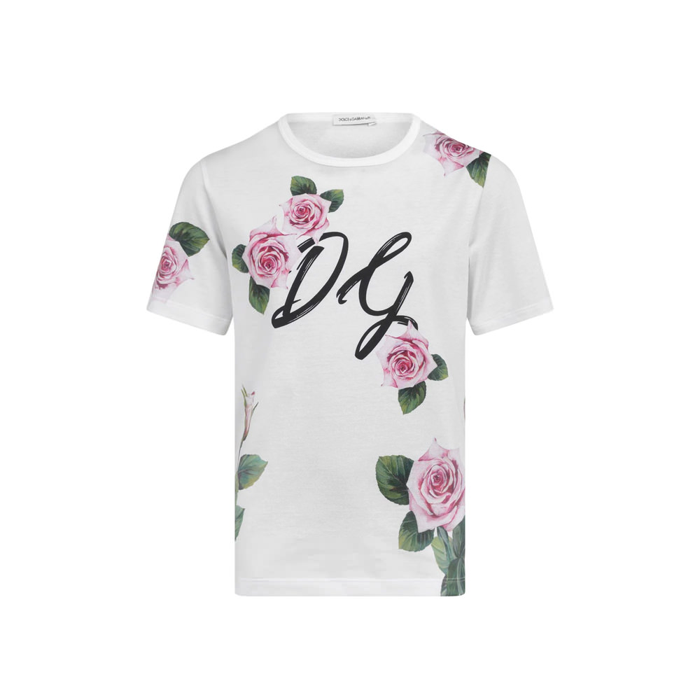 Dolce And Gabbana Junior Girls All Over Print Rose T ShirtDolce And Gabbana  Junior Girls All Over Print Rose T Shirt - OFour