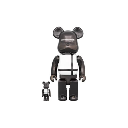 Bearbrick Medicom Toy Plus 100% & 400% Set Black Chrome Ver.