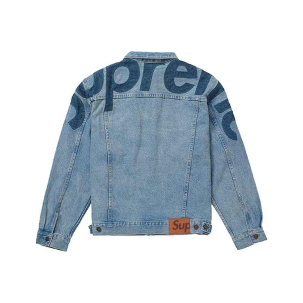 Supreme Script Jacquard Denim Trucker Jacket Washed Black Men's - FW22 - US