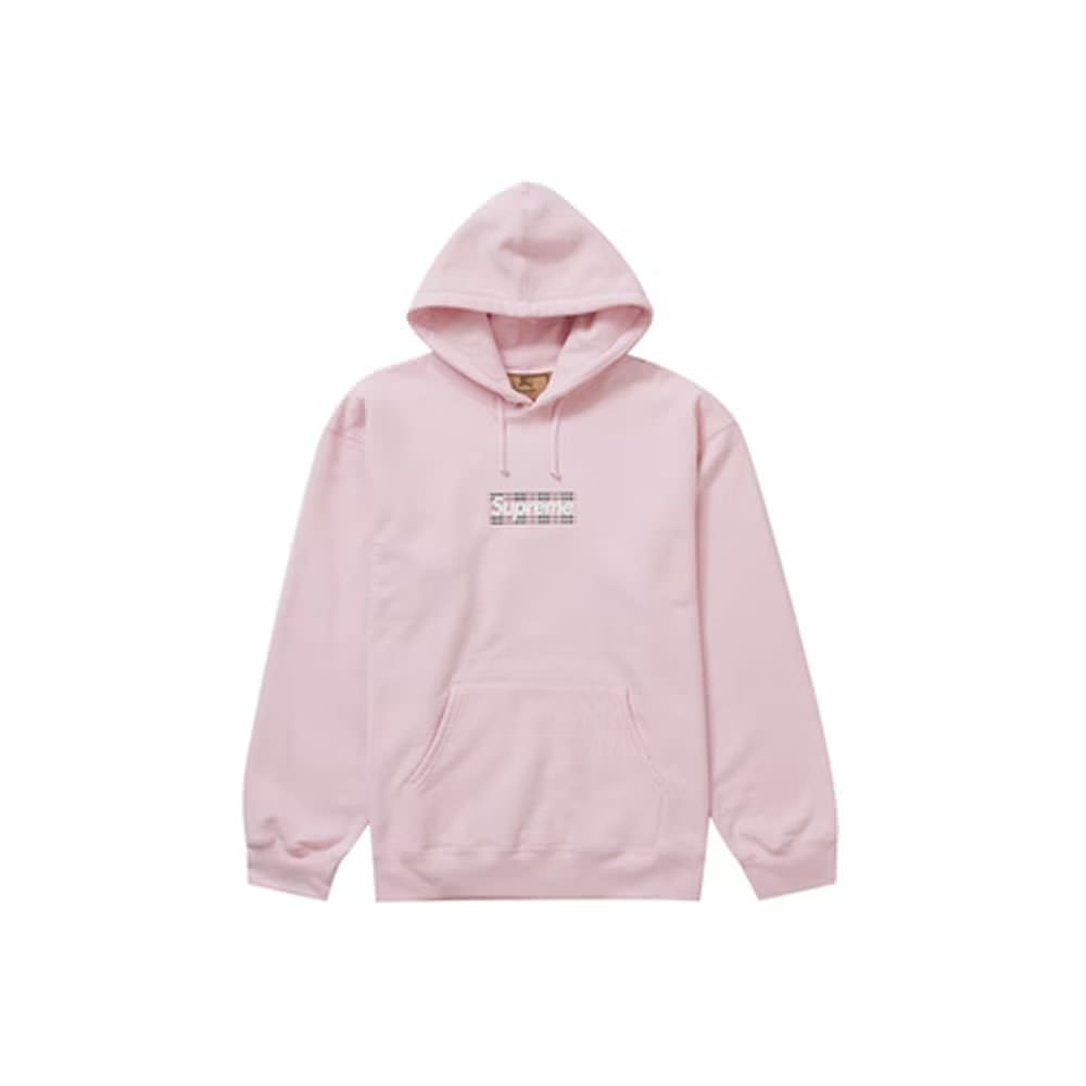 Supreme Burberry Box Logo Hooded Sweatshirt Light Pink