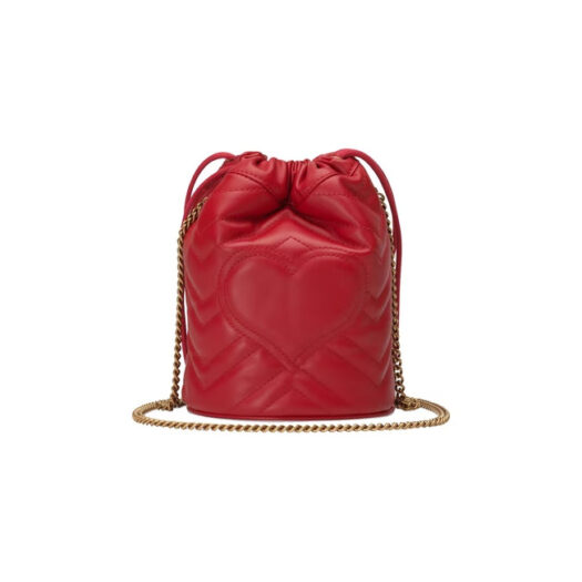 Gucci GG Marmont Bucket Bag Mini Hibiscus Red
