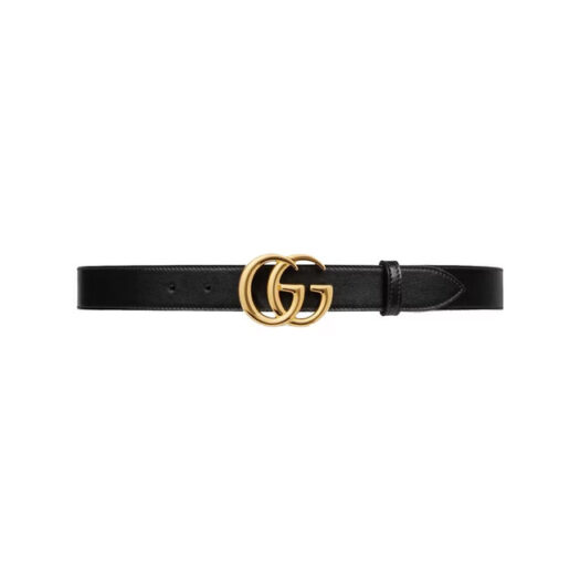 Gucci GG Marmont Belt Shiny Buckle 1 Width Black