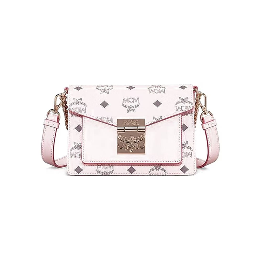 MCM Patricia Crossbody Visetos Powder Pink in Coated Canvas with