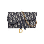 Dior Saddle Wallet Oblique (6 Card Slot) Blue
