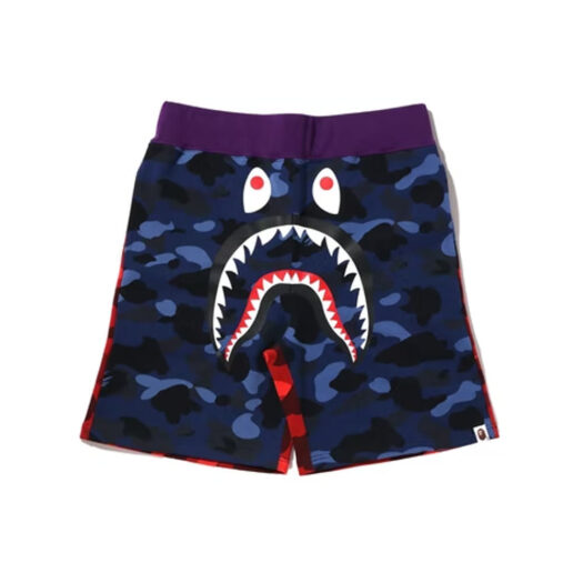 BAPE Crazy Camo Shark Sweat Shorts Navy