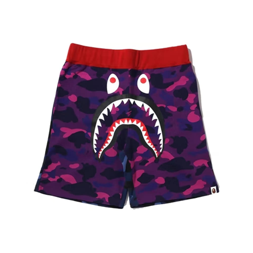 BAPE Crazy Camo Shark Sweat Shorts PurpleBAPE Crazy Camo Shark Sweat ...