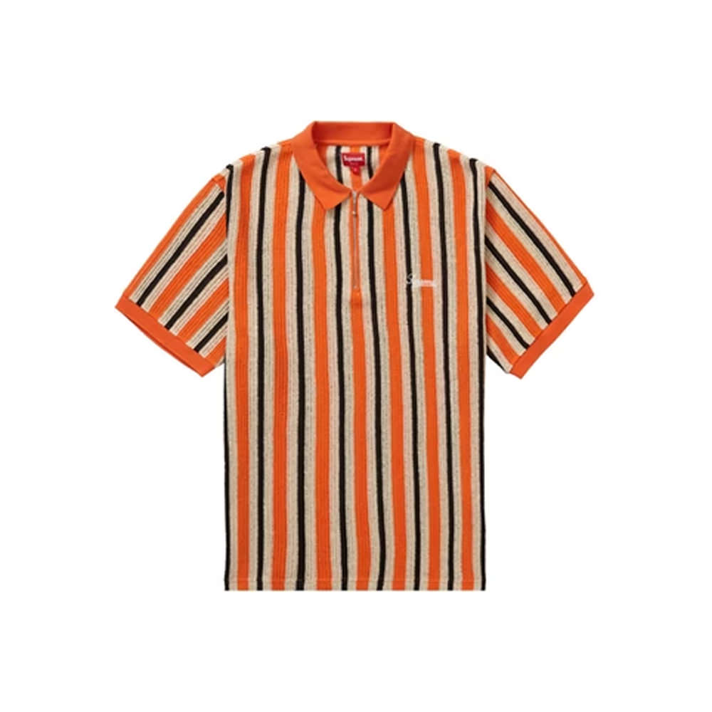 Supreme Open Knit Stripe Zip Polo Orange