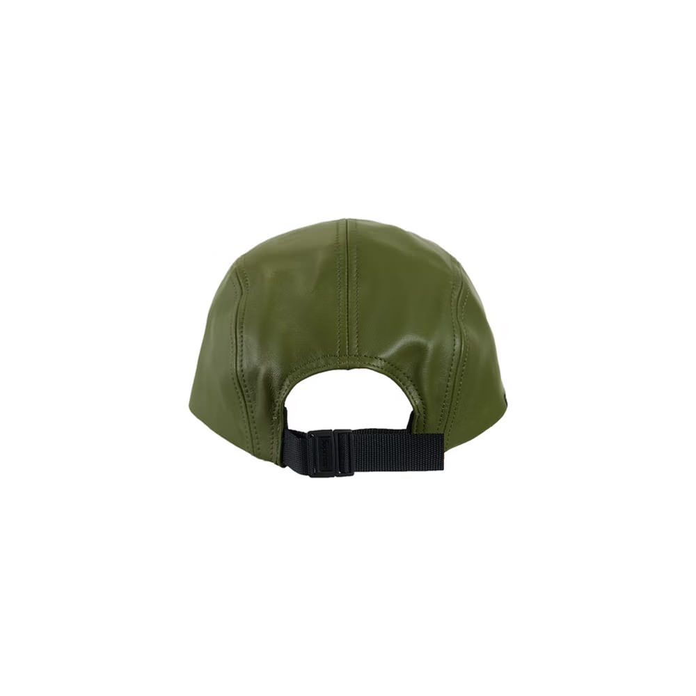 supreme leather camp cap olive grren