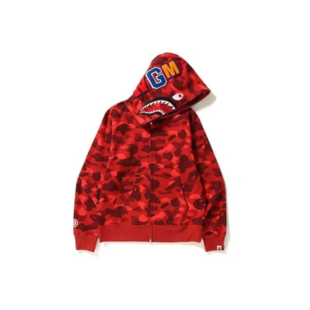 BAPE Color Camo Shark Full Zip Hoodie RedBAPE Color Camo Shark ...