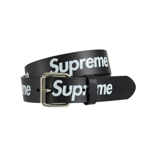 Supreme Repeat Leather Belt Black