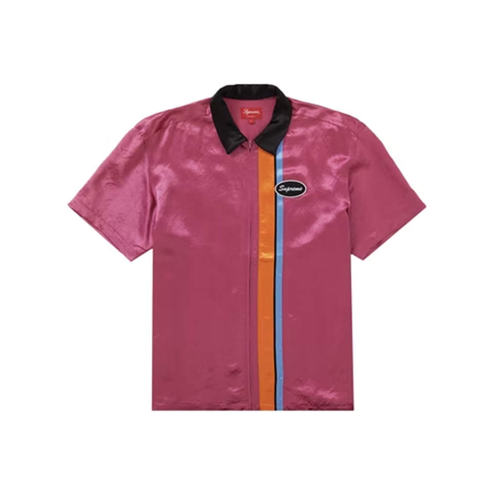 Supreme Satin Zip Up S/S Work Shirt Pink