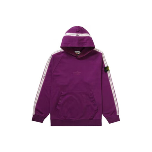 Supreme Stone Island Stripe Hooded Sweatshirt Purple
