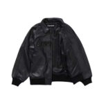 Supreme Silver Surfer Leather Varsity Jacket Black