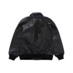 Supreme Silver Surfer Leather Varsity Jacket Black