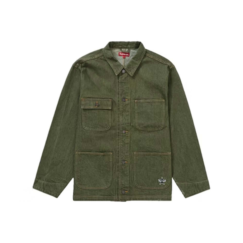 Supreme Denim Chore Coat Olive | www.fleettracktz.com