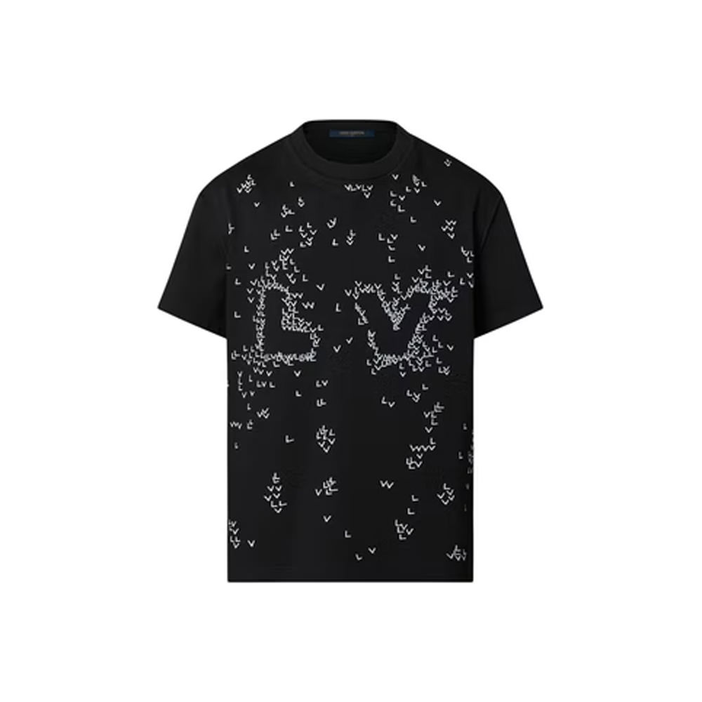 Louis Vuitton LV Spread Embroidery T-Shirt BlackLouis Vuitton LV Spread  Embroidery T-Shirt Black - OFour