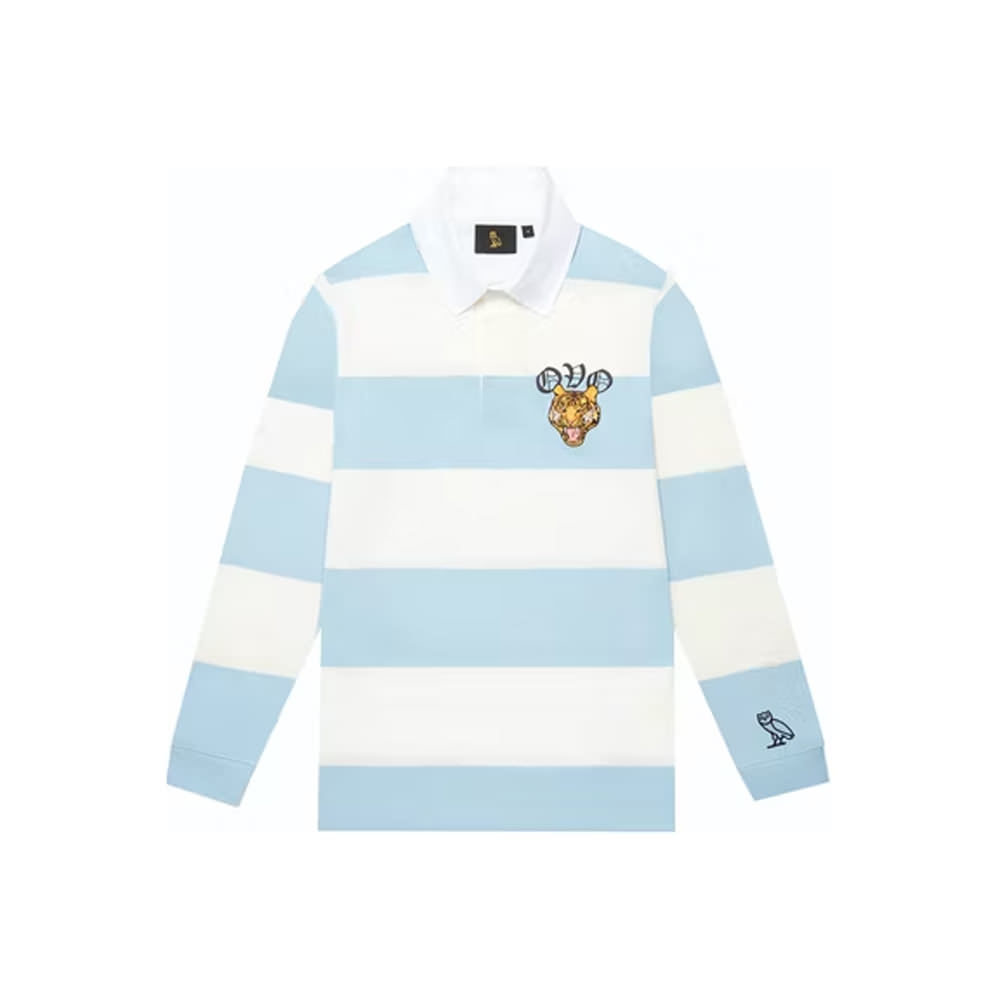 OVO Striped Tiger Rugby Shirt Cream/Pale Blue