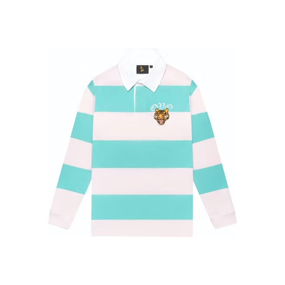 OVO Striped Tiger Rugby Shirt Pink/Turquoise