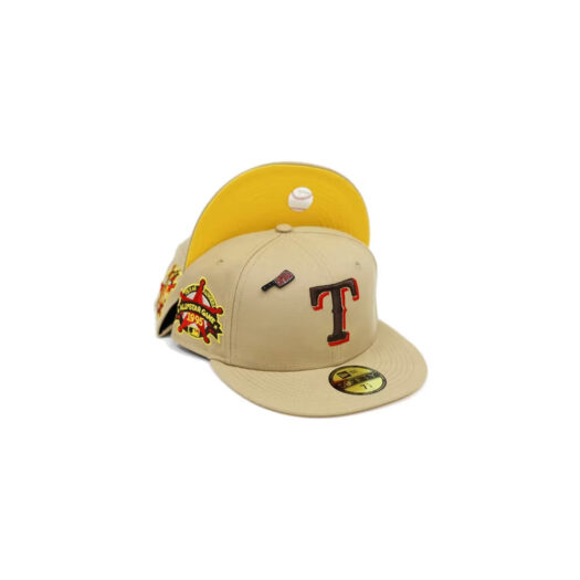 New Era Texas Rangers Capsule Nights of Terror 1995 All Star Game 59Fifty Fitted Hat Tan/Yellow