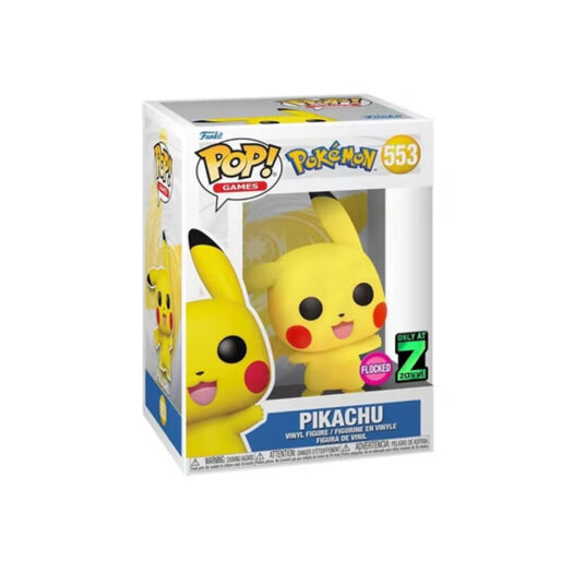 Funko Pop! Games Pokemon Pikachu (Waving) Flocked Zavvi Exclusive Figure #553