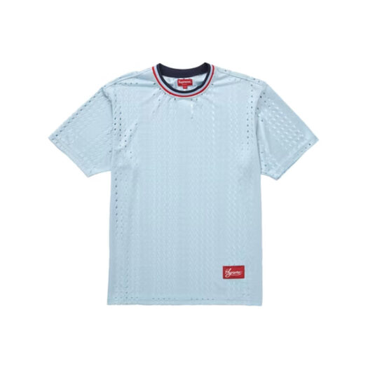Supreme Perforated Stripe Warm Up Top Light Blue