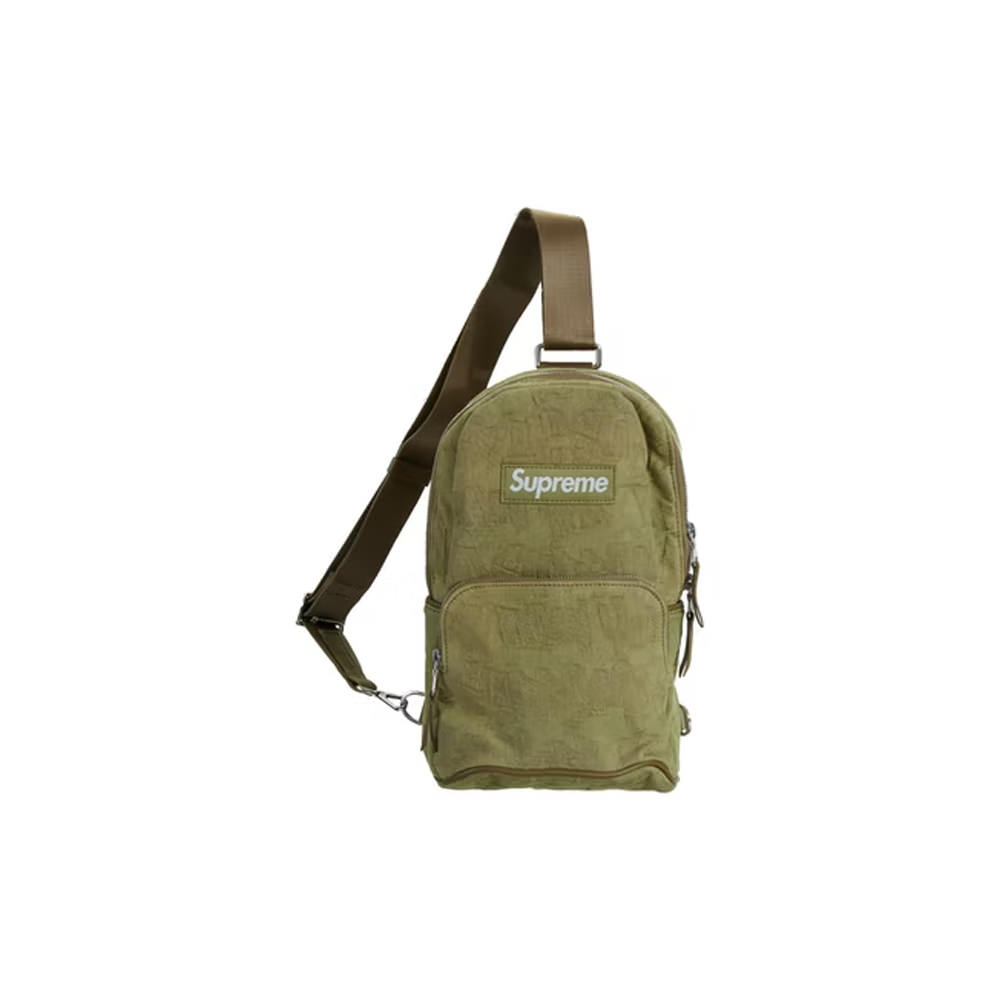 Supreme Fat Tip Jacquard Denim Sling Bag OliveSupreme Fat Tip Jacquard Denim Sling Bag Olive OFour