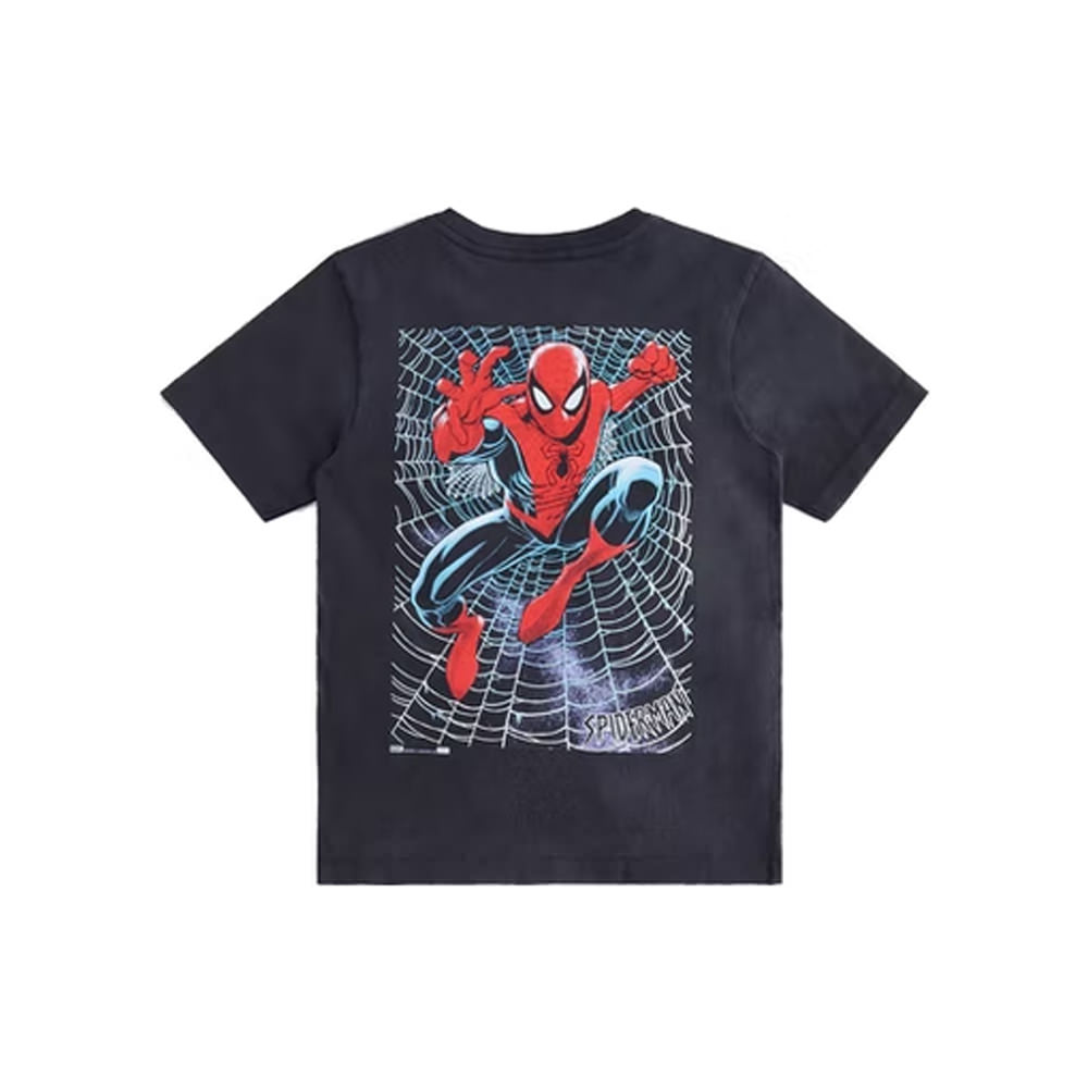 Kith Marvel Kids Spider-Man Web Logo Vintage Tee BlackKith