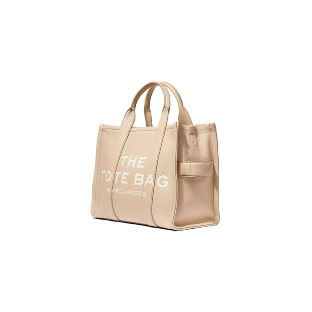 MARC JACOBS Grained Calfskin Colorblock Mini The Tote Bag Ivory