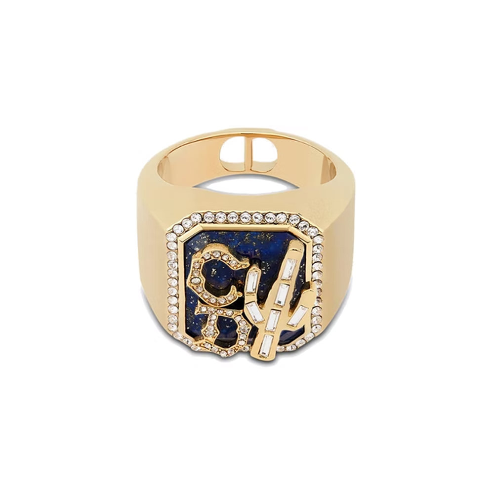 Dior x CACTUS JACK Signet Ring Gold/White/Lapis