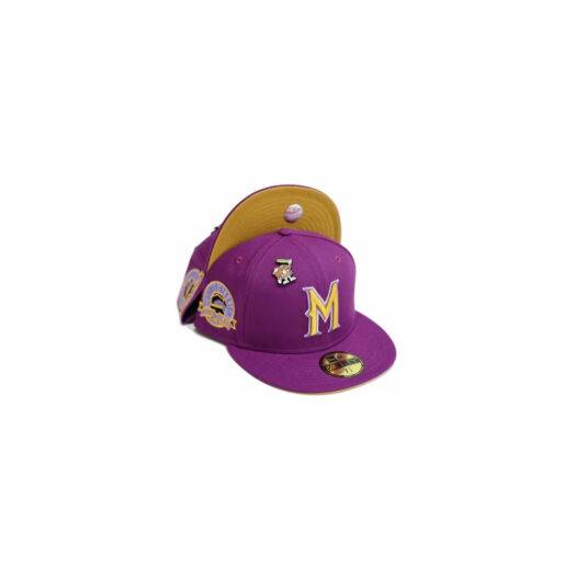 New Era Milwaukee Brewers Capsule PBJ 2.0 Collection County Stadium Patch 59Fifty Fitted Hat Purple/Brown