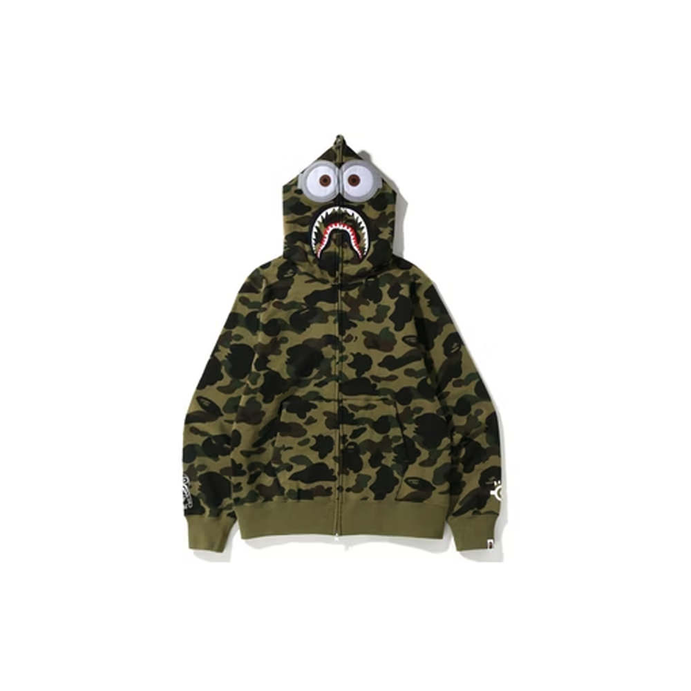 BAPE x Minions 1st Camo Shark Full Zip Hoodie GreenBAPE x Minions