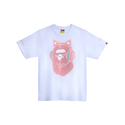 BAPE x Razer NEon Camo Ape Head Tee White Pink