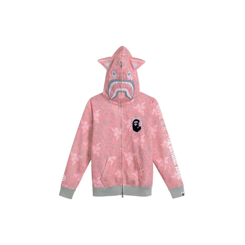 Bape shark store pink hoodie