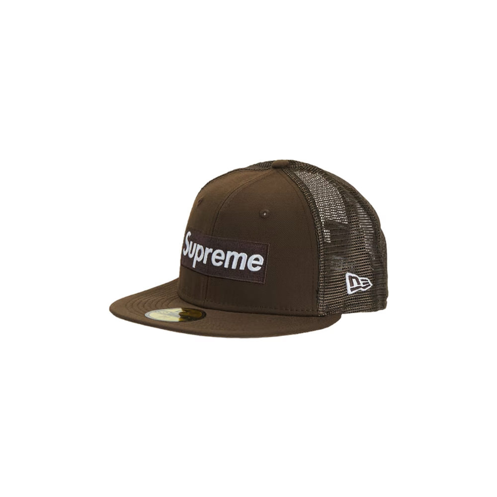 Supreme Box Logo Mesh Back New Era Brown-