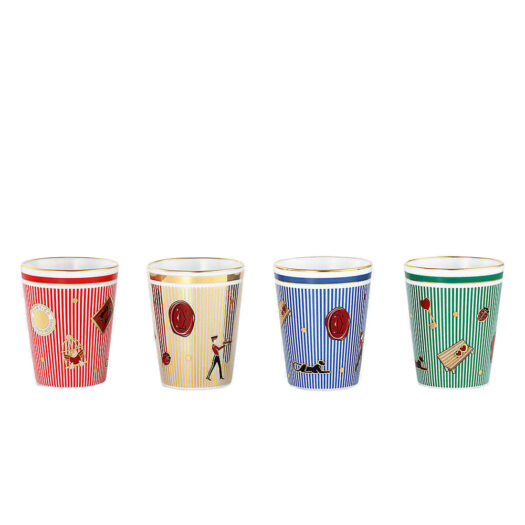 Cartier Diabolo De Cartier Limoges Porcelain Glasses Set Of Four