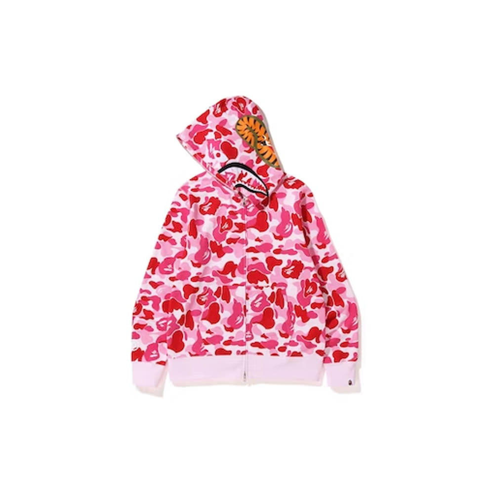 A BATHING APE® Shark camouflage zip-up hoodie pink and yellow