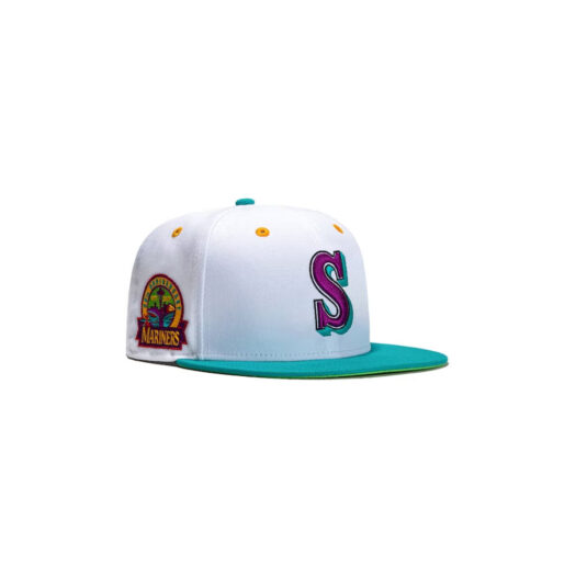New Era Seattle Mariners Dogtown 30th Anniversary Patch Hat Club Exclusive 59Fifty Fitted Hat White/Teal