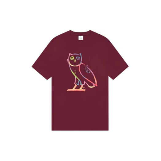 OVO Watercolour Owl T-shirt Maroon