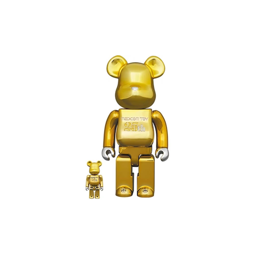 Bearbrick Medicom Toy 25th Anniversary 100% & 400% Set Gold