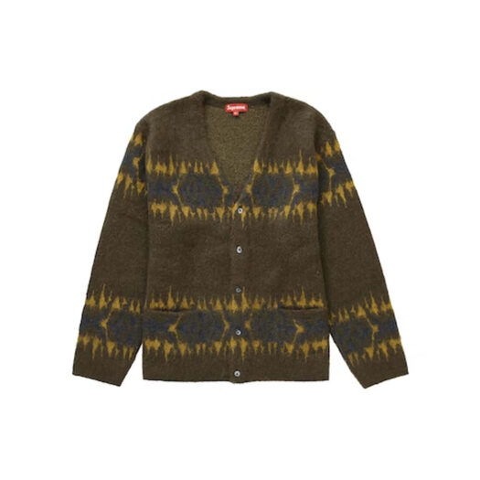 Supreme Abstract Stripe Cardigan Olive