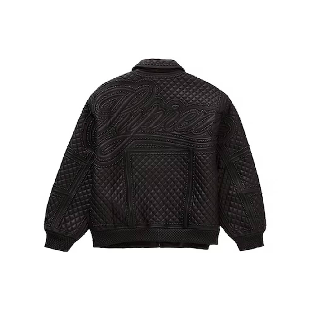 Supreme Studded Quilted Leather Jacket BlackSupreme Studded