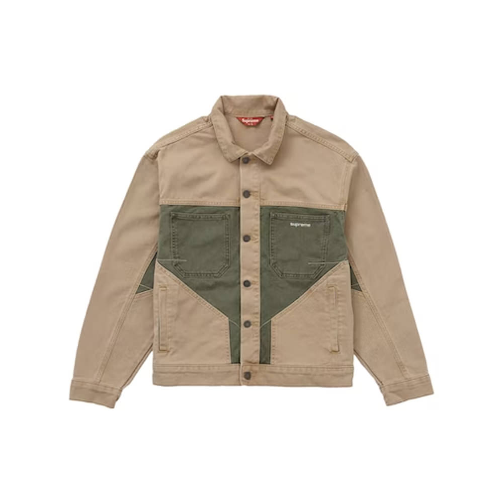 Supreme 2-Tone Paneled Denim Jacket Brown