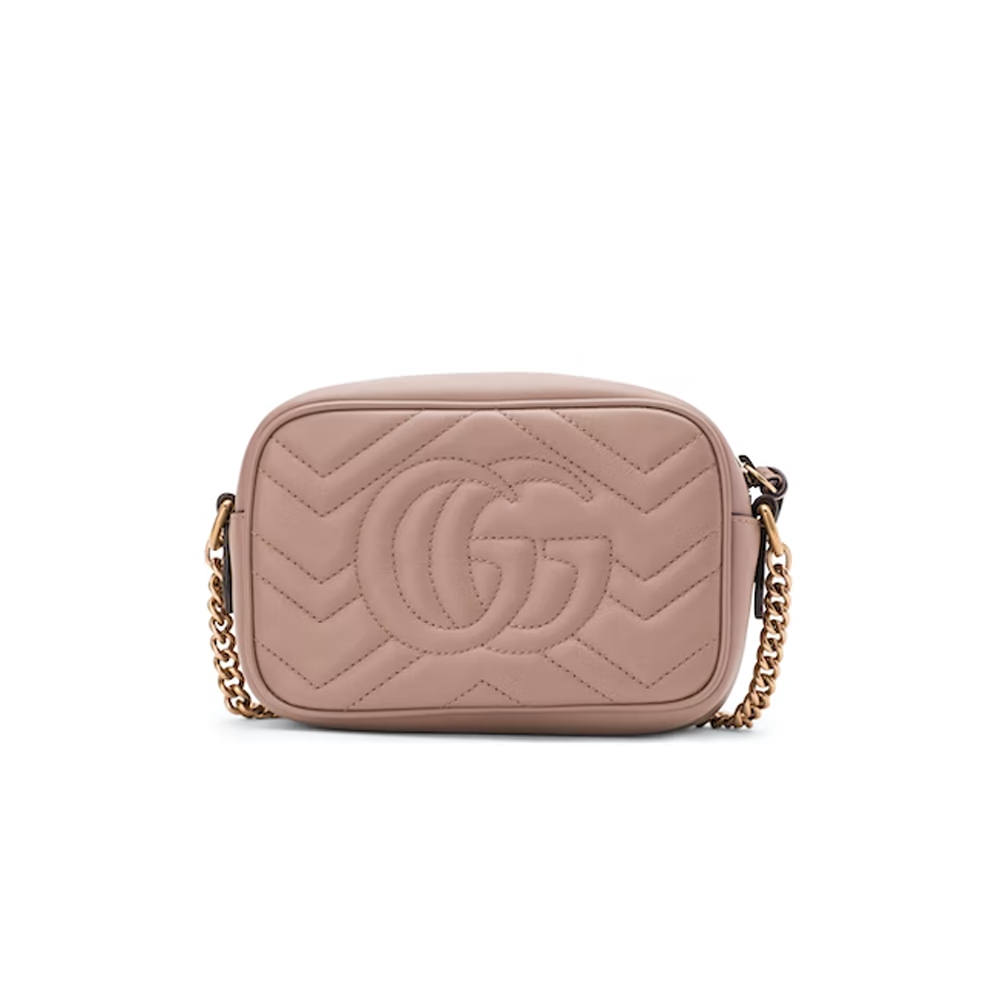 Gucci GG Marmont Matelasse Mini Camera Bag Dusty Pink in Leather