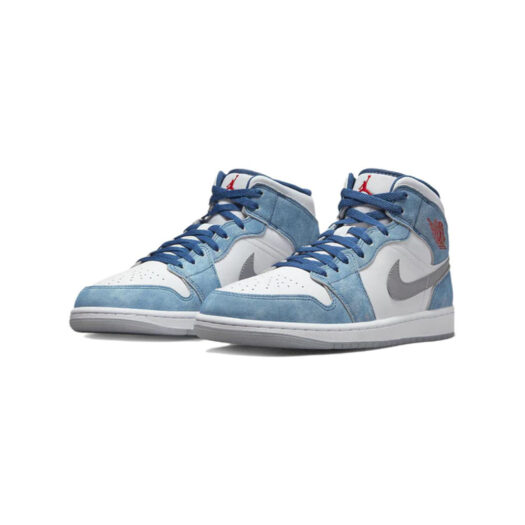 Jordan 1 Mid French Blue Fire Red