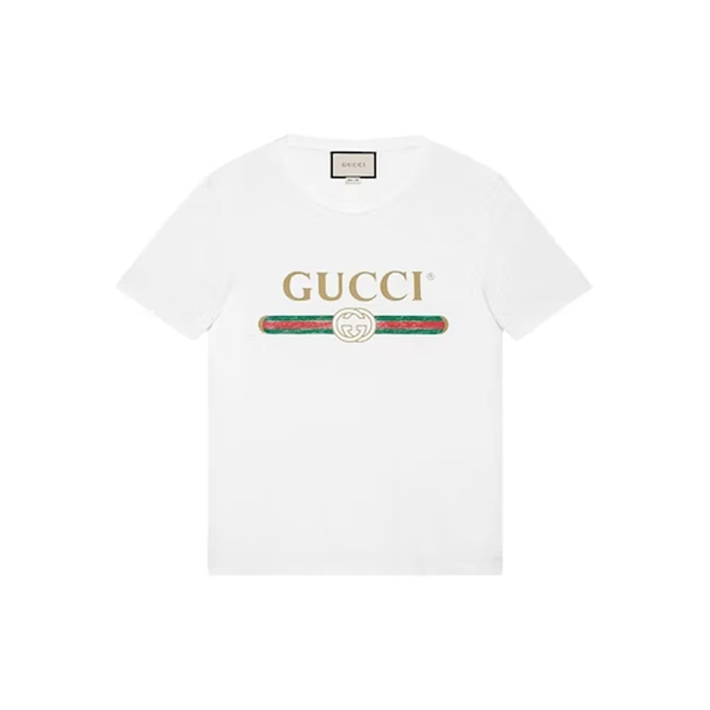 Gucci Logo Washed Print T-shirt WhiteGucci Logo Washed Print T-shirt ...