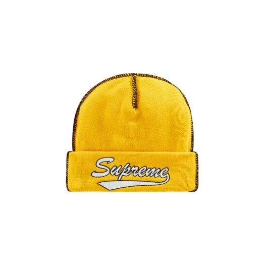 Supreme Contrast Stitch Beanie (FW22) Yellow