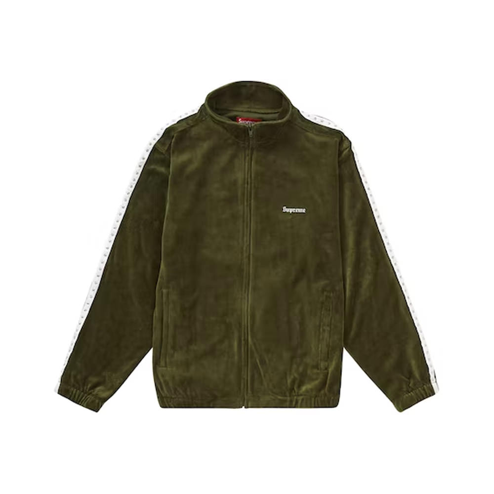 Supreme Studded Velour Track Jacket OliveSupreme Studded Velour