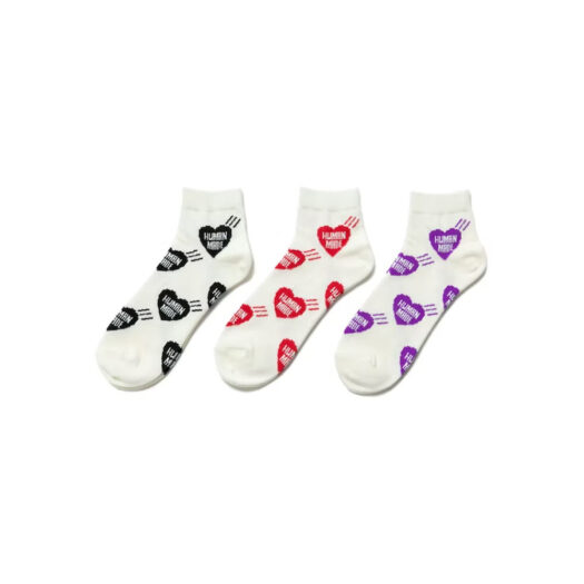 Human Made Short Heart Pattern Socks (Set of 3) Multi