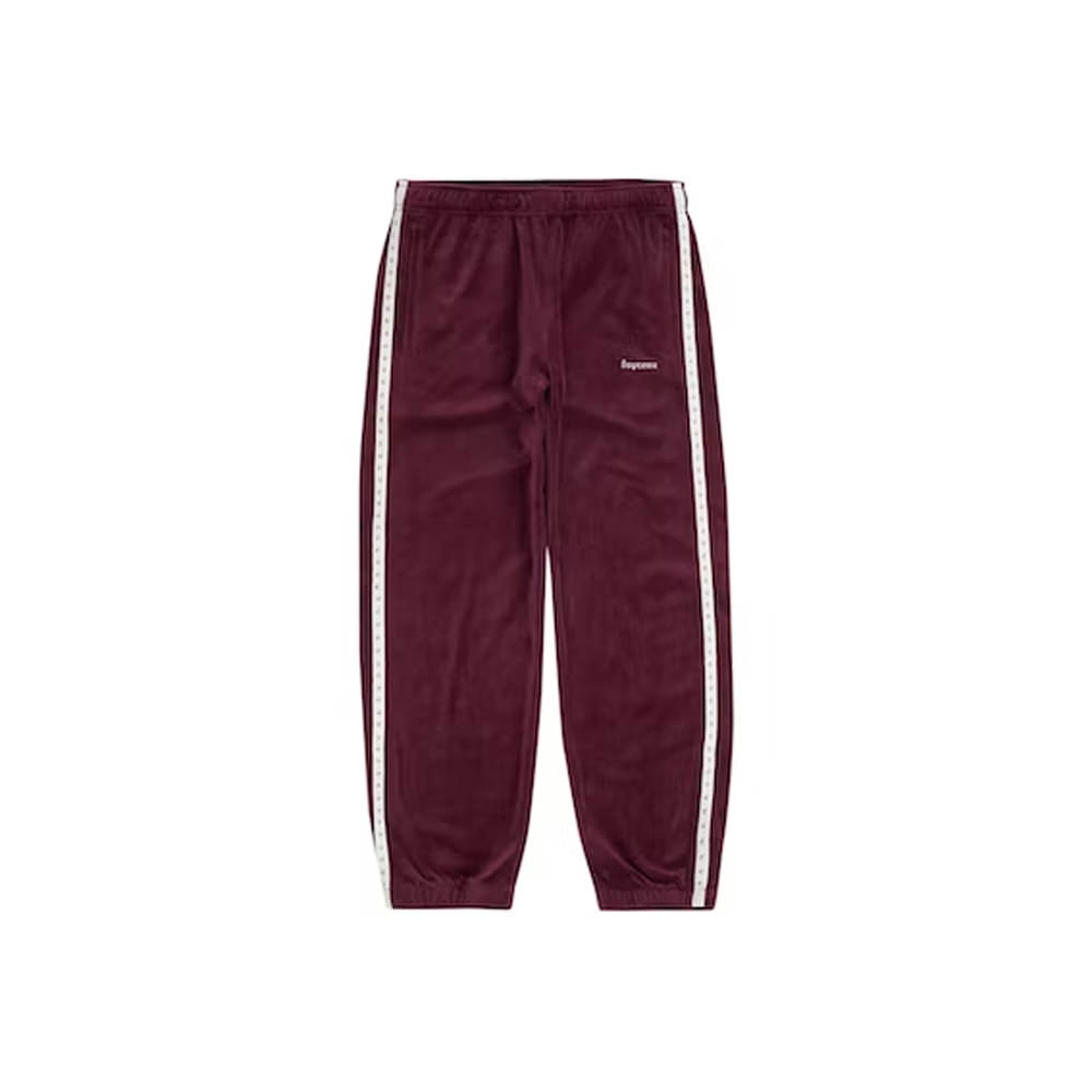 Supreme Studded Velour Track Pant BurgundySupreme Studded Velour