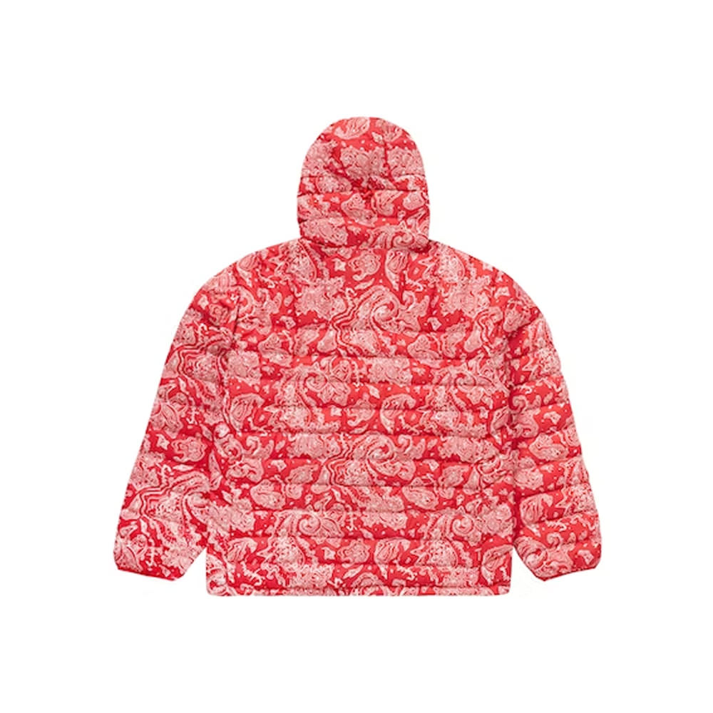 Supreme Micro Down Half Zip Hooded Pullover (FW22) Red PaisleySupreme Micro  Down Half Zip Hooded Pullover (FW22) Red Paisley - OFour